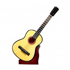 Guitarra española Decorativa Miniatura en Madera, 16 centimetros. con Estuche y Soporte 