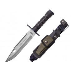 Cuchillo de Supervivencia Commando-I. Puño de PVC y Hoja de 20 cm. Funda Nylon-PVC. Rigida 