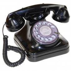 Replica de Telefono Antiguo Años 50 Color Negro Dial Giratorio Transparente